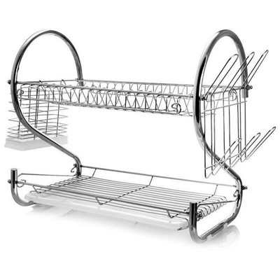 16 Inch Two Shelf Dish Rack Sturdy Kitchen W/ Easily Removable Draining Tray New