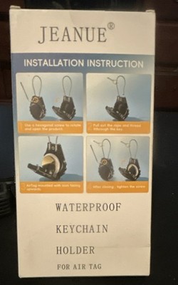 JEANUE Water-Resistant Matte Keychain Holder for Apple AirTag Black 4 Pack     