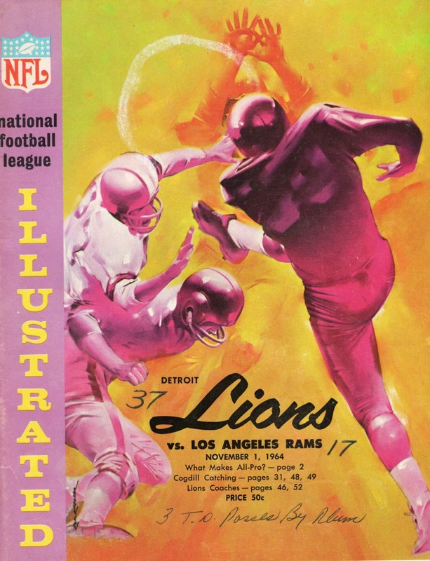 1964 Detroit Lions vs LA Rams at Detroit Program