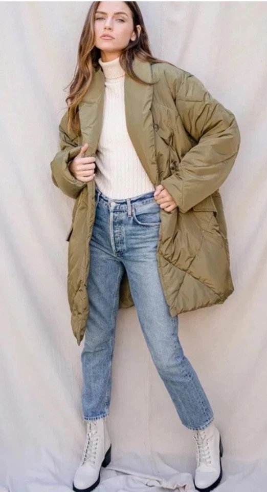 Nueva Chaqueta acolchada Free People Ella verde oliva talla M Foto 2 de 4