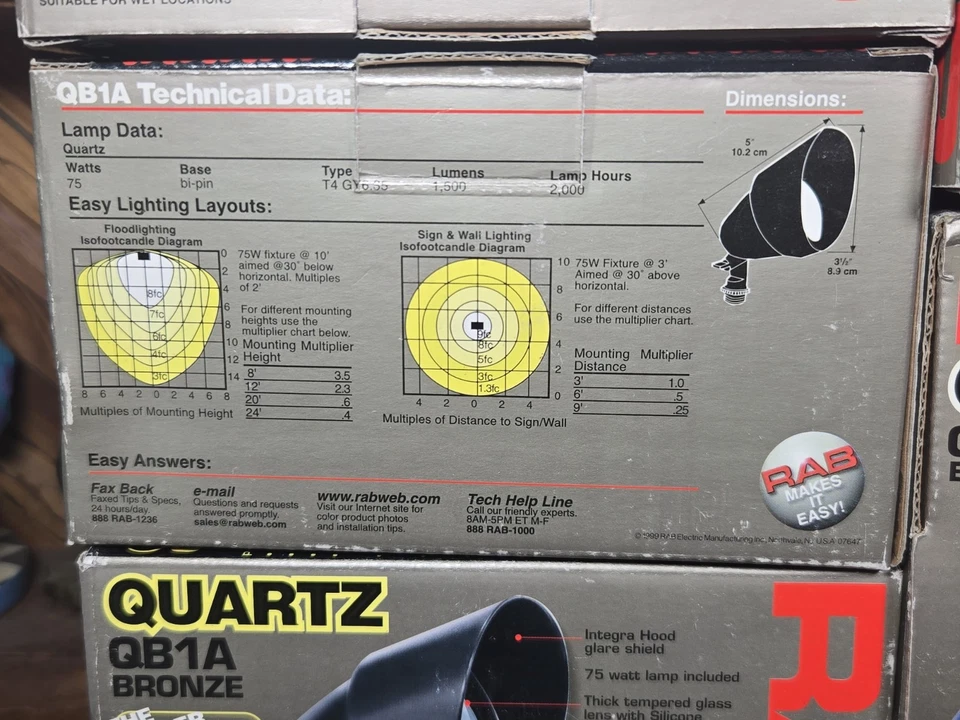 RAB Lighting QB1A Quartz Bullet Exterior Floodlight BRONZE Aluminum 75W - NEW - Image 4 of 4