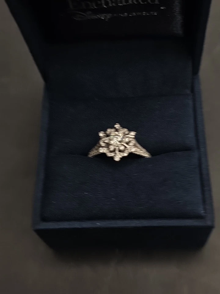 Enchanted Disney Elsa Diamonds Snowflake Engagement Ring 14K Solid White Gold - Image 2 of 4
