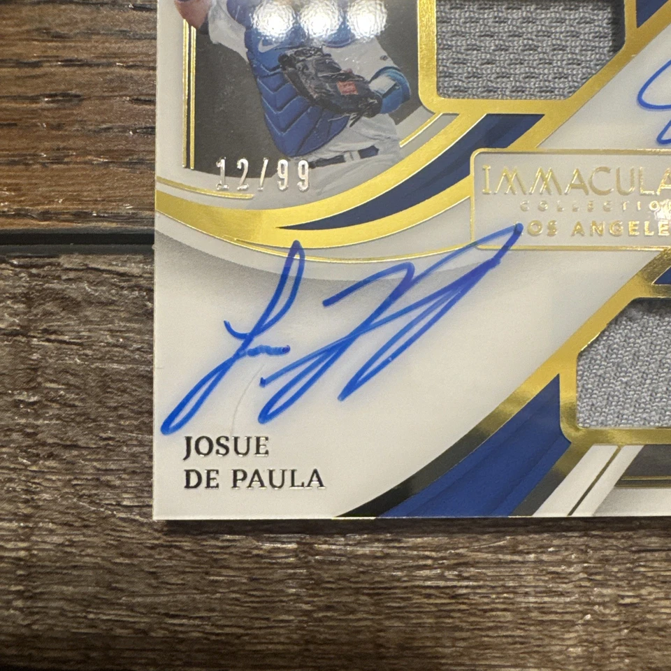 2023 Immaculate Material Signature Auto Diego Cartaya Josue De Paula Dodgers /99 - Image 3 of 4