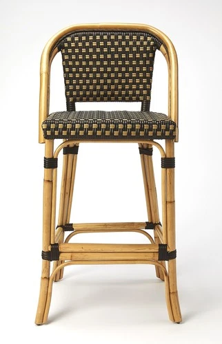 Rattan Barstool with Dark Brown Pattern - Picture 3 of 7