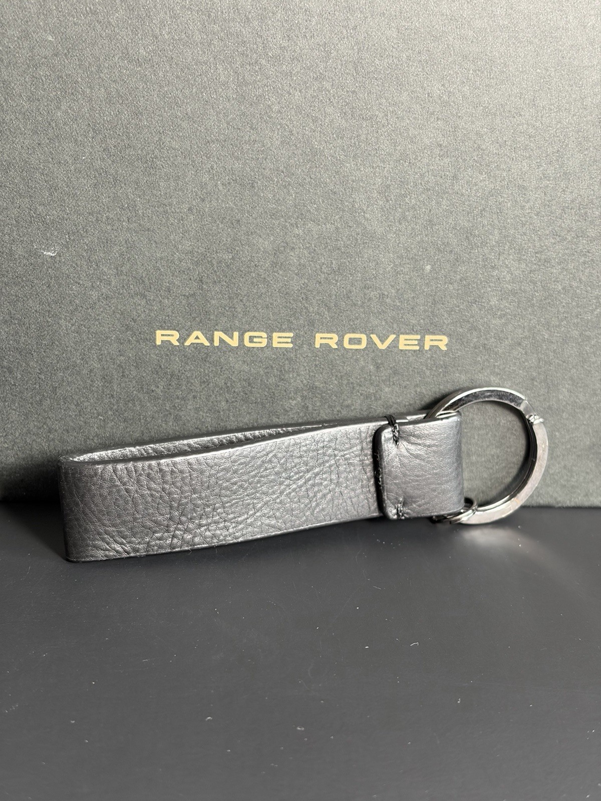 Genuine OEM Land Rover Range Rover Black Leather Keyring Brand New