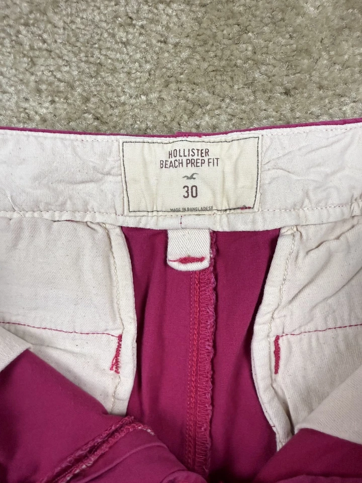 Pantalones Cortos Hollister Beach Prep Fit Rosa Algodón Elástico Talla 30 Preppy Beach B323 Foto 4 de 4