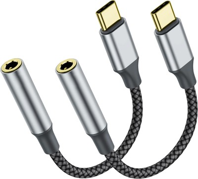 Welldiea USB-C to 3.5mm Headphone Jack Adapter, Type-C Aux Black 