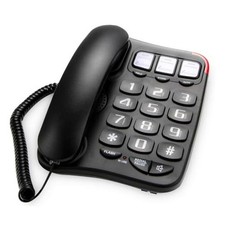 Large Button Corded Phone for Seniors - Photo Speed Dial, Volume Control - Black