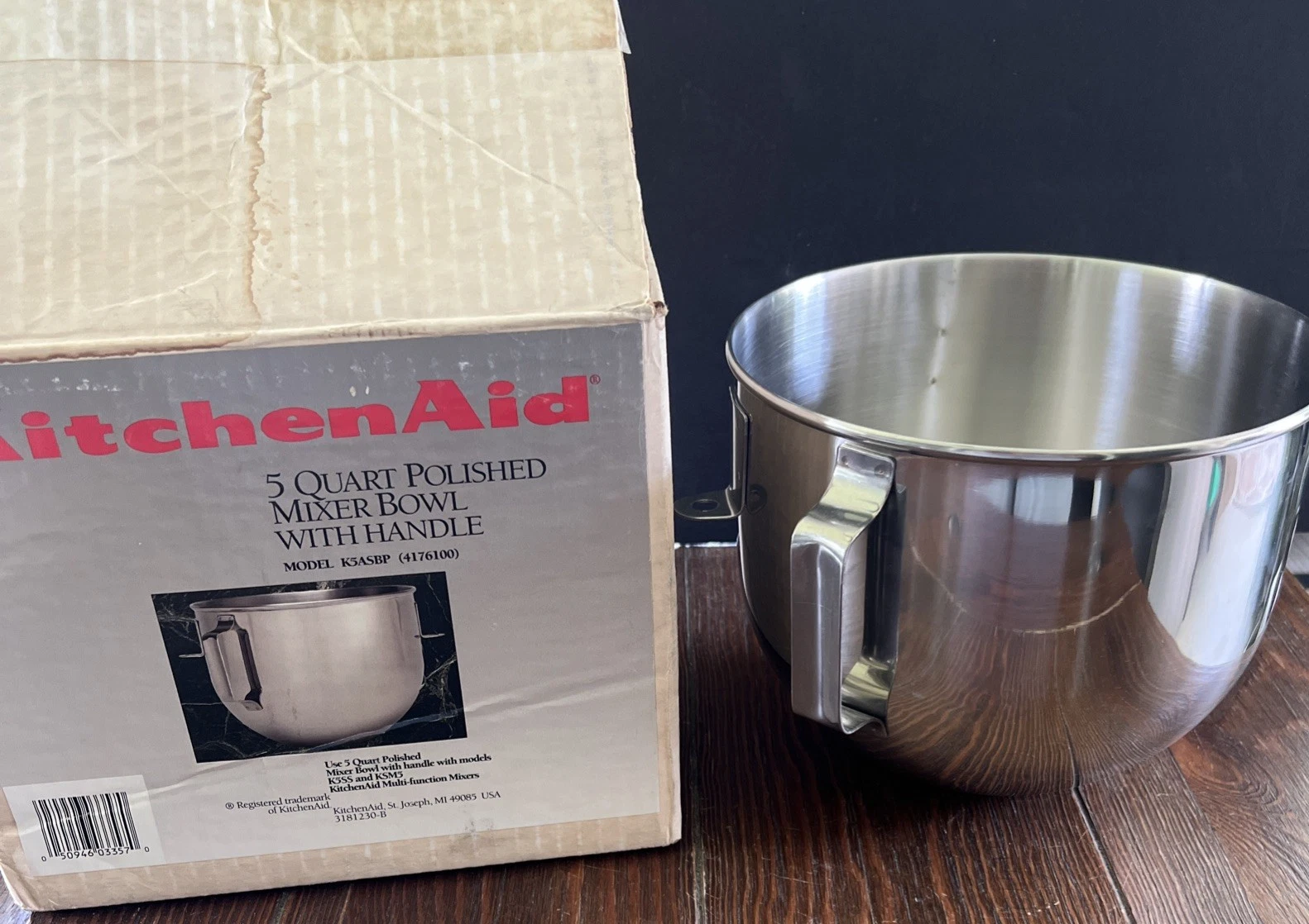 KitchenAid Bowl with Handle K5ASBP 4176100 for 5-Quart Stand Mixer Stainless 8"
Opens in a new windo