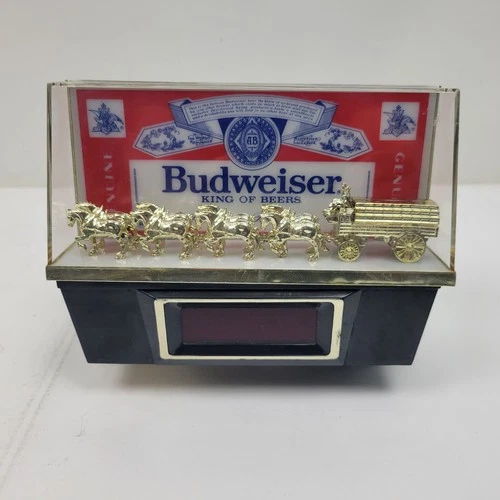 Budweiser King of Beer Clydesdale Horses Cash Register Clock Light Sign Vintage