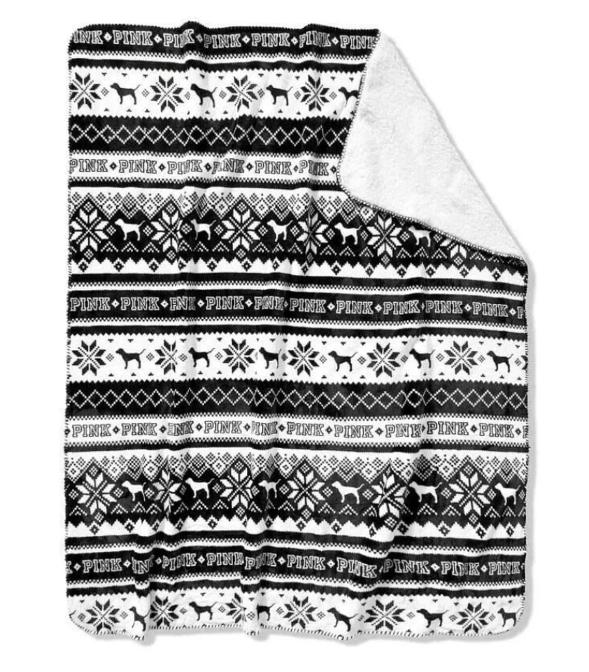 Victoria’s Secret PINK Sherpa Blanket Super Soft Plush Throw 50x60 Cozy Gift - Image 3 of 4