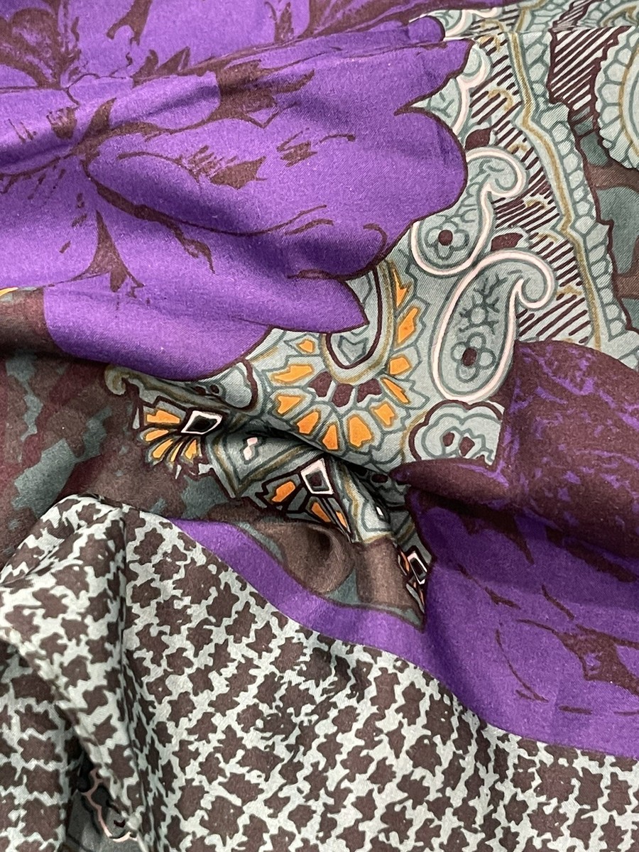 VINTAGE 80s Christian DIOR Scarf 100% Silk Echarpes Paisley Floral