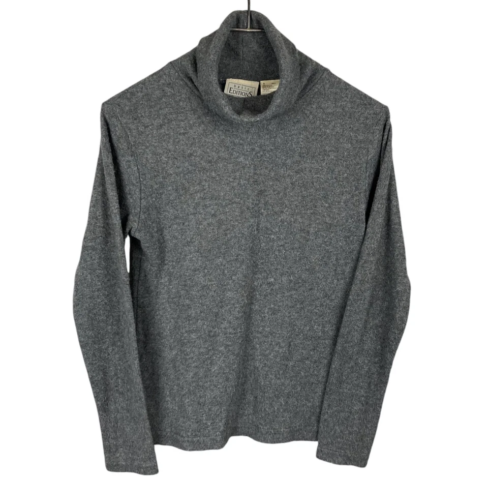 Suéter de cuello alto manga larga Basic Editions para mujer S gris pulóver acrílico Foto 2 de 4