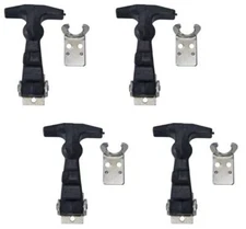 Buyers Products WJ195, Set of (4) 4" Easy Grip Rubber Hood Catches w/ Bracket