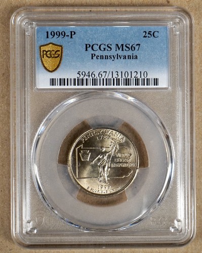 1999-P PENNSYLVANIA STATE QUARTER PCGS MS67 101210 - Picture 2 of 3