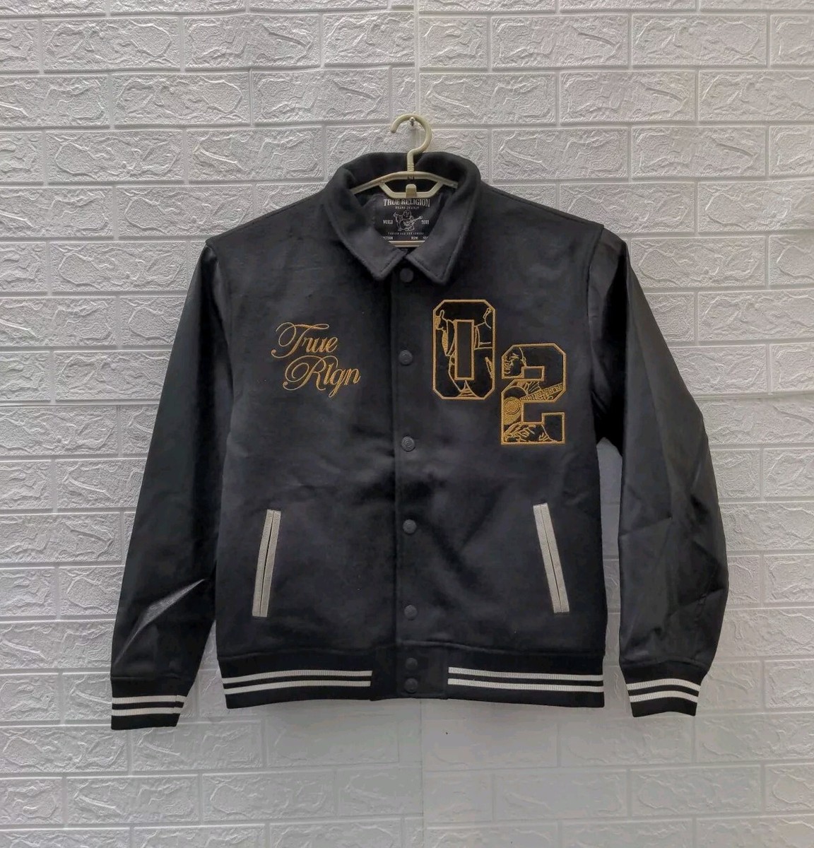New True Religion Men's TR02 Varsity Black Jacket Sz. XL | eBay