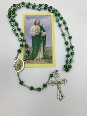 BRAND NEW Saint Jude Rosary Necklace Glass beads Rosario San Judas Tadeo