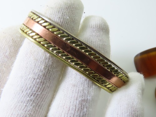 Bracciale 3 metalli: rame, bronzo, alpaca. Alibio dolore artrite, regolabile - Foto 3 di 10