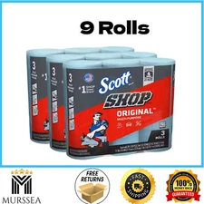 Blue Shop Towel Cleaning Wipes 3-Pack , Bundle of 9 Rolls