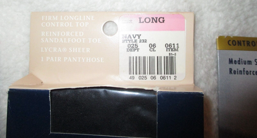 Hillard & Hanson~Medium Support~Ladies Panty Hose~Size C~Navy Color~3 qty~Sealed - Picture 5 of 11