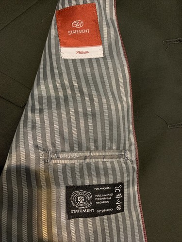 NEW STATEMENT Platinum Italian Suit 180s Cashmere Wool Tailor Fit 44R/38W - Picture 8 of 24