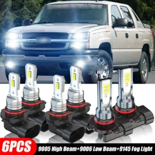 For Chevy Avalanche 2002-2005 6000K 6X LED Headlight Hi/Lo+Fog Light Bulbs Kit