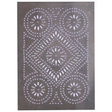 Country Punched Metal Tin Piesafe Cabinet Panel Diamond in Unfinished Tin 