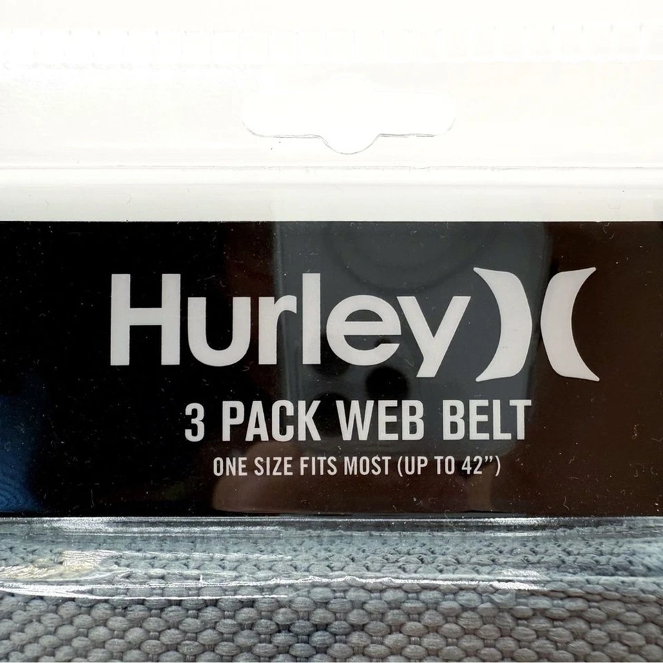 Hurley 3 Pack Web Belts Mens Golf Belt Casual Neon Red Black Gray Adjustable - image 2 of 4