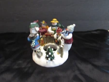 Deb Strain Candle Capper Topper Snowman Birdhouse Scene Old Virginia Candle Co.