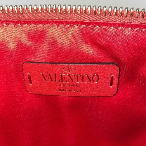 Auténtico Valentino Garavani Rock Stud Rojo Azul Cuero Bolso de Mano Tarjetas Cubierta Antipolvo - Imagen 8 de 10