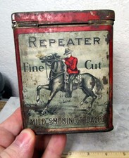 Vintage Repeater empty tobacco tin, Royal Mountie on Horseback, Montreal Canada