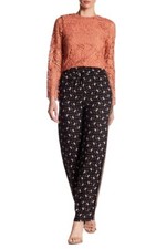 Alice + Olivia Pants Black Floral Print High Waist Wide Leg Sz 2 NWT $295