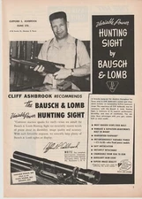 Vintage Ad: "The Bausch And Lomb Variable Power Hunting Scope." 1953 Print Ad.