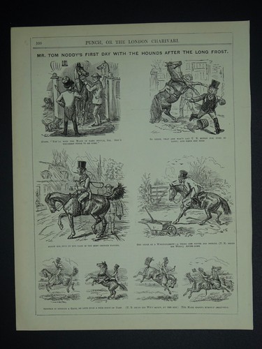 Hunting FIRST DAY WITH HOUNDS AFTER LONG FROST (1) Original 1855 Victorian Print - Picture 2 of 2