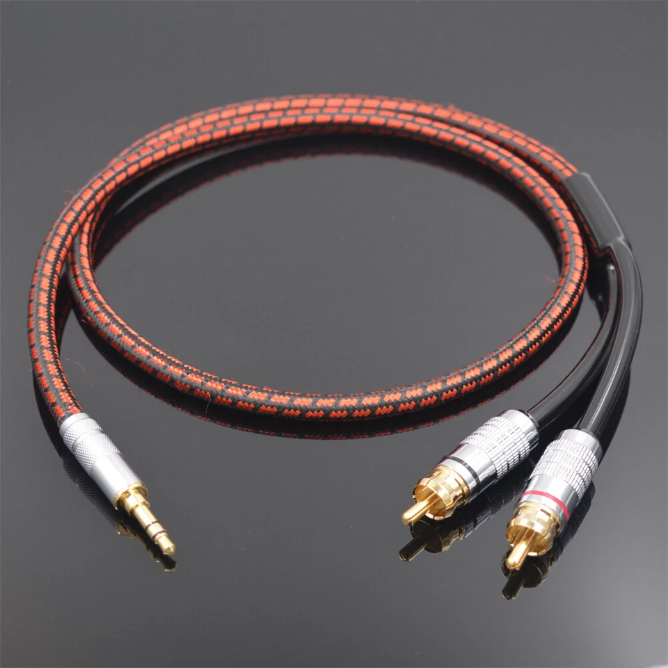 High Quality Stereo 3.5mm to 2 RCA Audio Cable Audiophile Hi Fi for HDTV CD DVD - Image 3 of 4