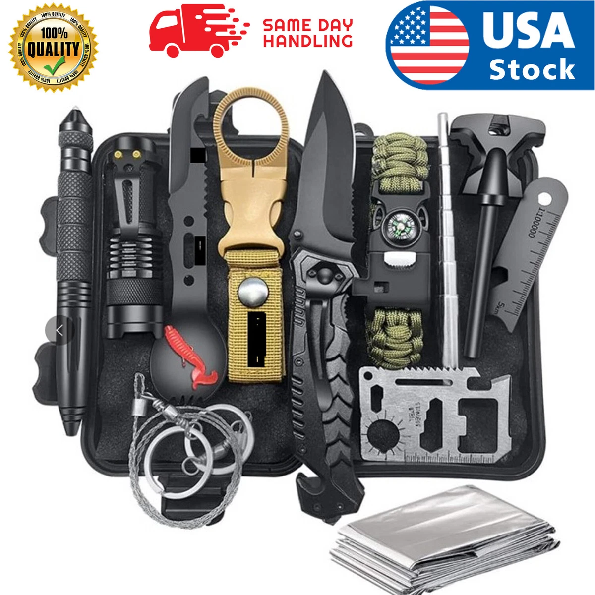 Tactical Outdoor Camping Survival Gear Kit Hunting Emergency SOS