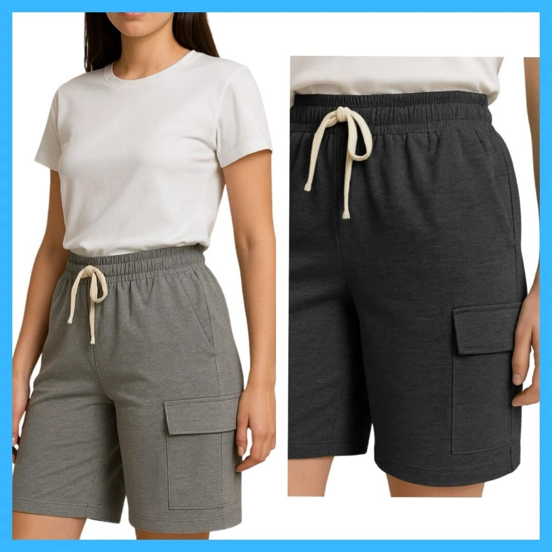 Pantaloncini Donna Moontide Media Lunghezza, Taglie 8-20, Multicolore, Con Tasche Cargo