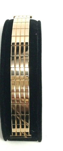 Gemex Vintage Polished Fluted Link Gold Tone Stretch Watchband Fit 19mm Lugs NOS - Picture 6 of 10