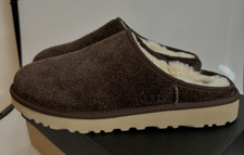 UGG Men's Size 10 Classic Slip-On Shaggy Suede Slippers Brown NEW in Box