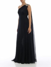 New ALEXANDER MCQUEEN Grand Soirée Silk Chiffon One Shoulder Gown Italy 38 $7295