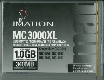 Imation 46182 MC3000XL Unformatted Minicartridge, 340MB/1GB, QIC-3010 compatible