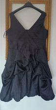 Monsoon Black Satin Ruffle Cocktail Evening Dress Size 18 (1)