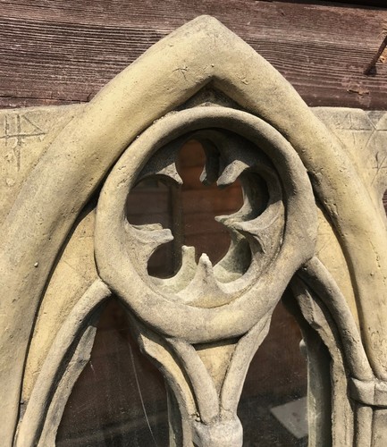 Gothic Bogen Spiegel Doppelkerze Wandleuchte Stein Haus oder Gartenspiegel 48cm/19" H - Bild 3 von 7