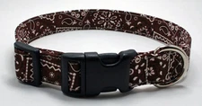 Bandanna Brown Dog Collar Adjustable Handmade Custom Designer