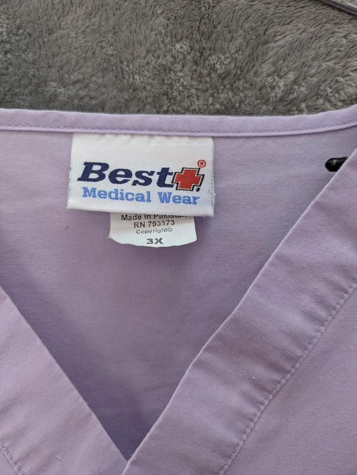 Lavender Scrub Set Women's Plus Size 3X Elastic Waist Medical Workwear Uniform - Image 2 of 4