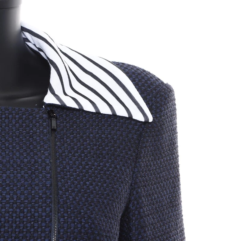 Giacca CHANEL 01A COCO Mark bottoni zip 38 blu navy WS8234