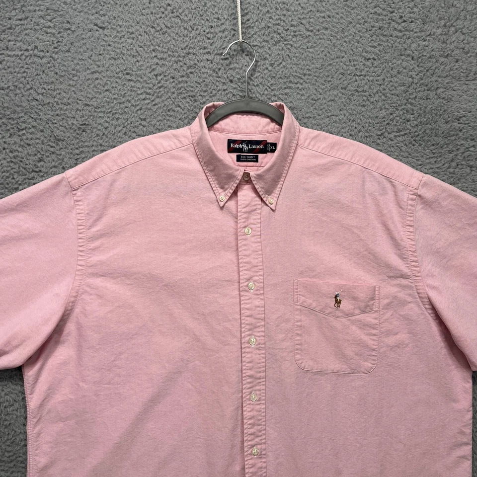 Ralph Lauren Shirt Mens XL Pink Big Shirt Button Down Flesh Pony Oxford Cotton - Image 2 of 4
