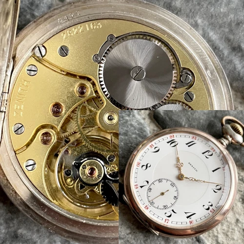 ✩ Antique ZENITH [ Silver 0.800 ] pocket watch 15 Jewels