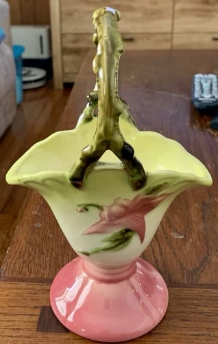 Vintage Hull Art Pottery Basket Woodland W9-8 3/4" USA