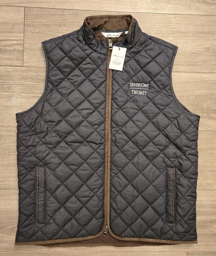 NWT Peter Millar Essex Diamond Quilted Golf Travel Vest Men's L Full Zip Logo
